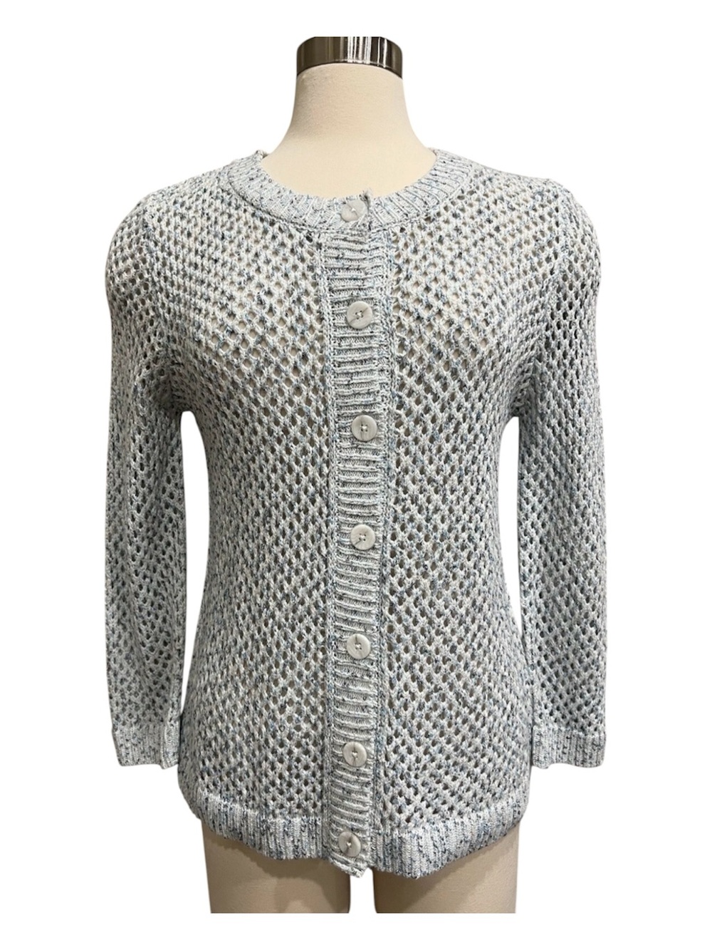 Cable & Gauge Cardigan Knit Sweater M Crochet Speckled
